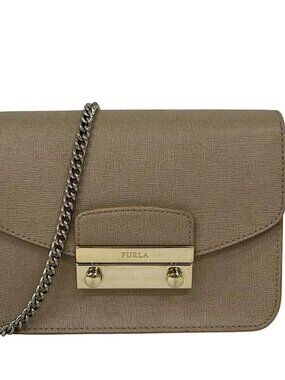 FURLA Julia Beige Leather Shoulder Bag